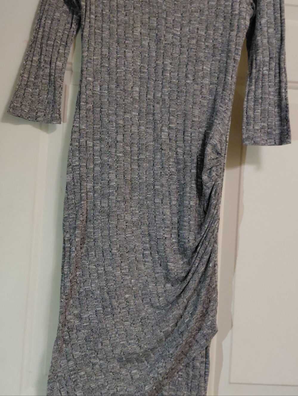 Almost Famous Gray Ribbed Ruched Midi Maxi Dress Size M